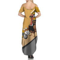 Personalized Cool Turkey Bowling Family Matching Summer Maxi Dress and Hawaiian Shirt with Sunglasses Pins - Wonder Print Shop