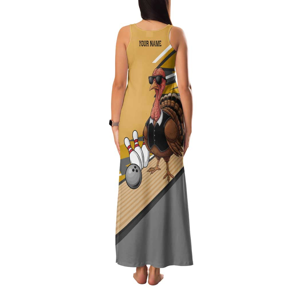 Personalized Cool Turkey Bowling Family Matching Tank Maxi Dress and Hawaiian Shirt with Sunglasses Pins - Wonder Print Shop