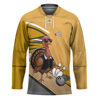 Personalized Cool Turkey Bowling Hockey Jersey with Sunglasses Pins - Wonder Print Shop