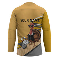 Personalized Cool Turkey Bowling Hockey Jersey with Sunglasses Pins - Wonder Print Shop