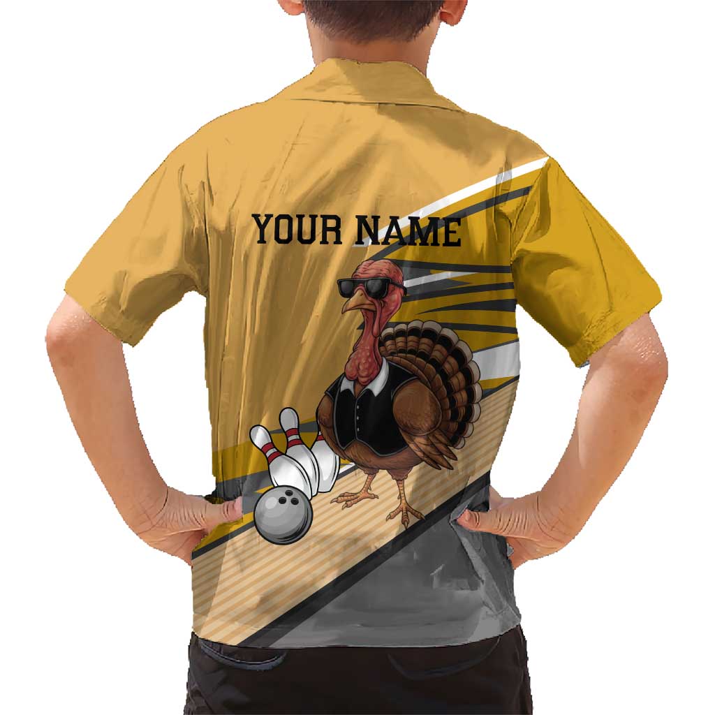 Personalized Cool Turkey Bowling Kid Hawaiian Shirt with Sunglasses Pins - Wonder Print Shop