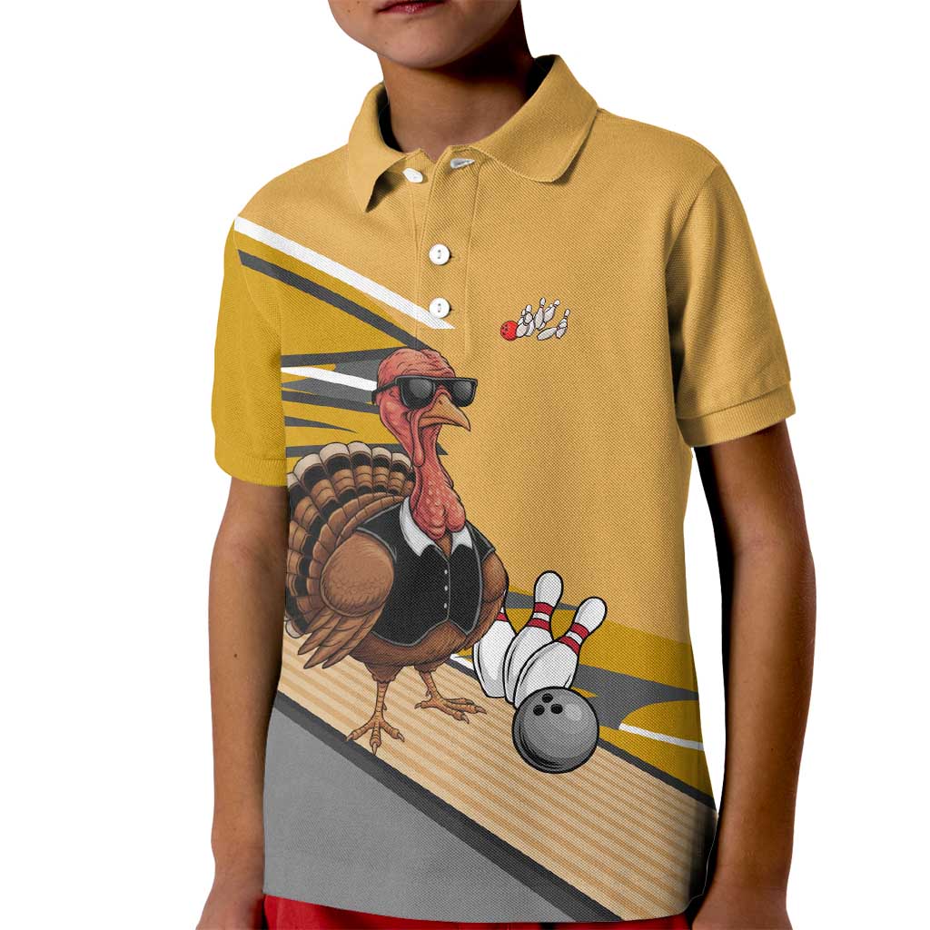 Personalized Cool Turkey Bowling Kid Polo Shirt with Sunglasses Pins - Wonder Print Shop