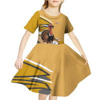 Personalized Cool Turkey Bowling Kid Short Sleeve Dress with Sunglasses Pins - Wonder Print Shop