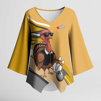 Personalized Cool Turkey Bowling Kimono Sleeve Blouse with Sunglasses Pins - Wonder Print Shop