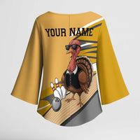 Personalized Cool Turkey Bowling Kimono Sleeve Blouse with Sunglasses Pins - Wonder Print Shop