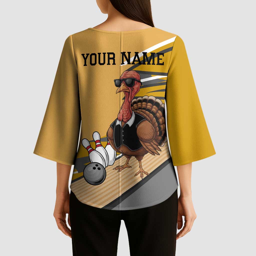 Personalized Cool Turkey Bowling Kimono Sleeve Blouse with Sunglasses Pins - Wonder Print Shop