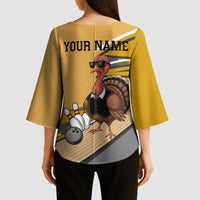 Personalized Cool Turkey Bowling Kimono Sleeve Blouse with Sunglasses Pins - Wonder Print Shop