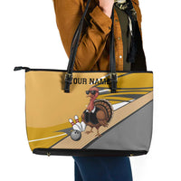 Personalized Cool Turkey Bowling Leather Tote Bag with Sunglasses Pins - Wonder Print Shop