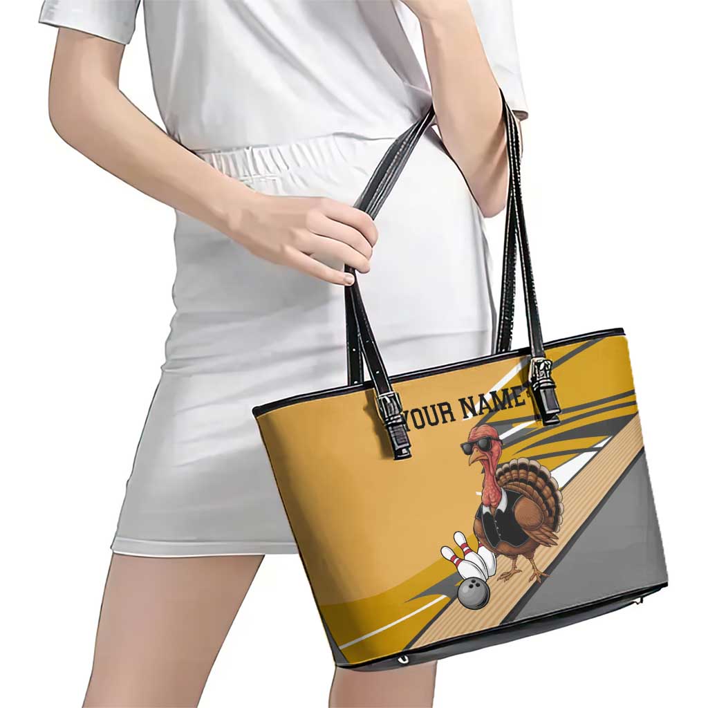 Personalized Cool Turkey Bowling Leather Tote Bag with Sunglasses Pins - Wonder Print Shop