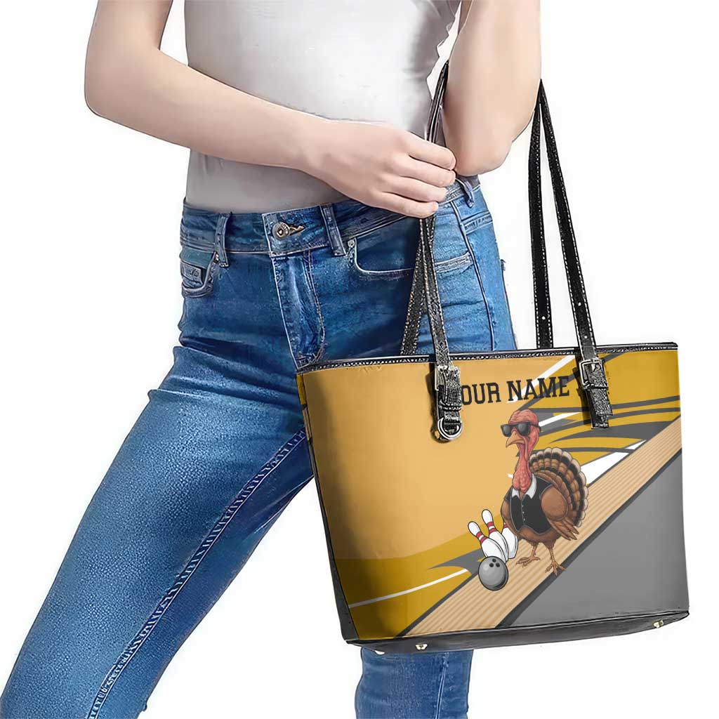 Personalized Cool Turkey Bowling Leather Tote Bag with Sunglasses Pins - Wonder Print Shop