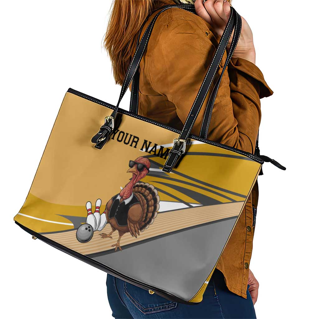 Personalized Cool Turkey Bowling Leather Tote Bag with Sunglasses Pins - Wonder Print Shop