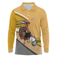 Personalized Cool Turkey Bowling Long Sleeve Polo Shirt with Sunglasses Pins - Wonder Print Shop