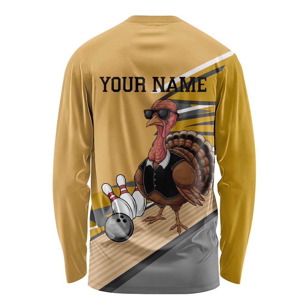 Personalized Cool Turkey Bowling Long Sleeve Shirt with Sunglasses Pins - Wonder Print Shop