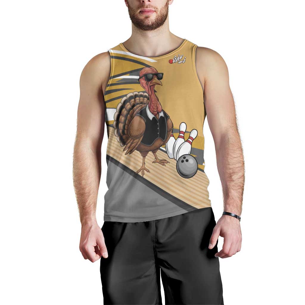 Personalized Cool Turkey Bowling Men Tank Top with Sunglasses Pins - Wonder Print Shop