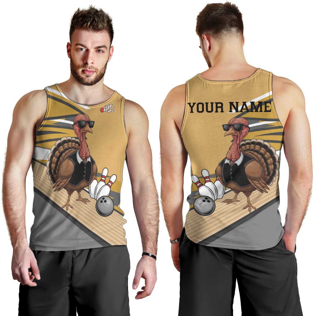 Personalized Cool Turkey Bowling Men Tank Top with Sunglasses Pins - Wonder Print Shop