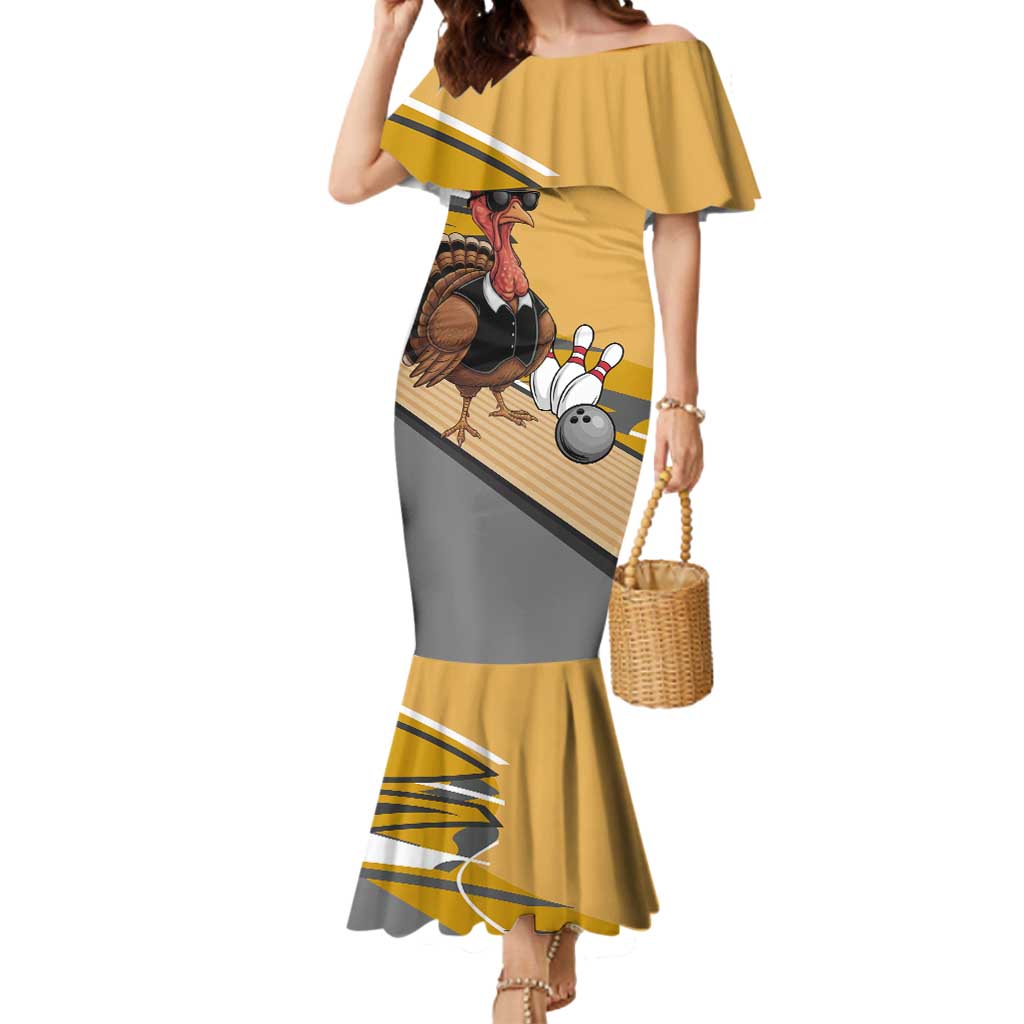 Personalized Cool Turkey Bowling Mermaid Dress with Sunglasses Pins - Wonder Print Shop