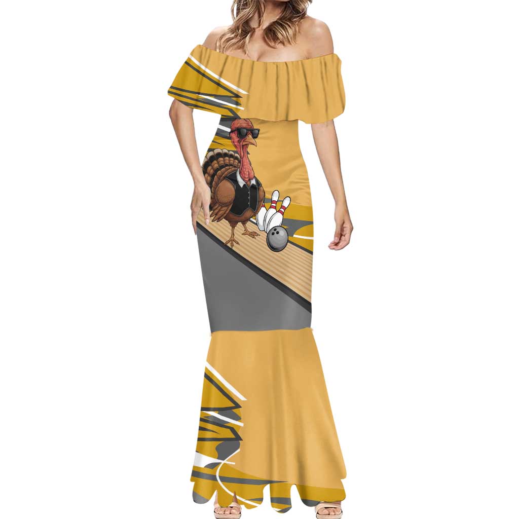 Personalized Cool Turkey Bowling Mermaid Dress with Sunglasses Pins - Wonder Print Shop