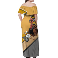 Personalized Cool Turkey Bowling Off Shoulder Maxi Dress with Sunglasses Pins - Wonder Print Shop