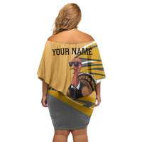 Personalized Cool Turkey Bowling Off Shoulder Short Dress with Sunglasses Pins - Wonder Print Shop