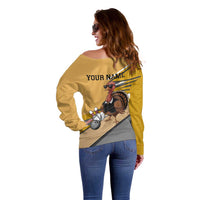 Personalized Cool Turkey Bowling Off Shoulder Sweater with Sunglasses Pins - Wonder Print Shop