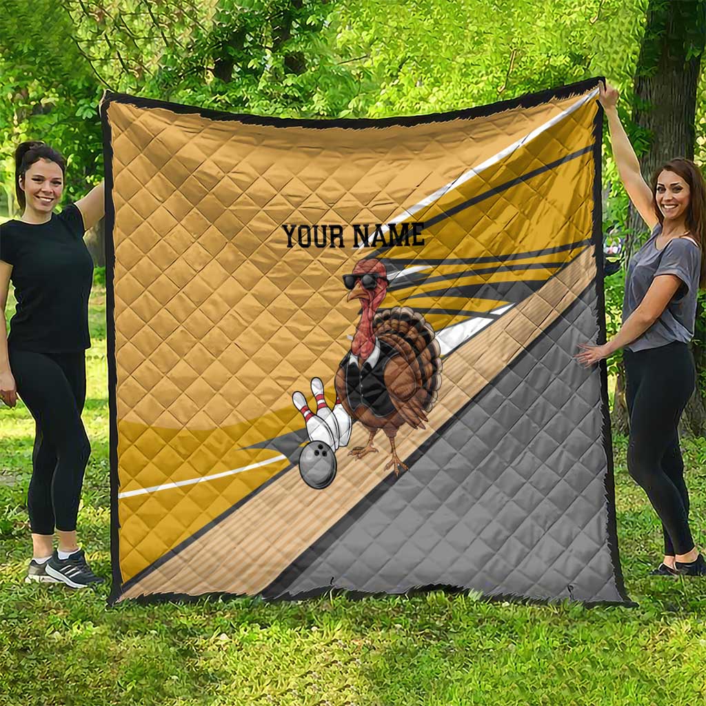 Personalized Cool Turkey Bowling Quilt with Sunglasses Pins - Wonder Print Shop