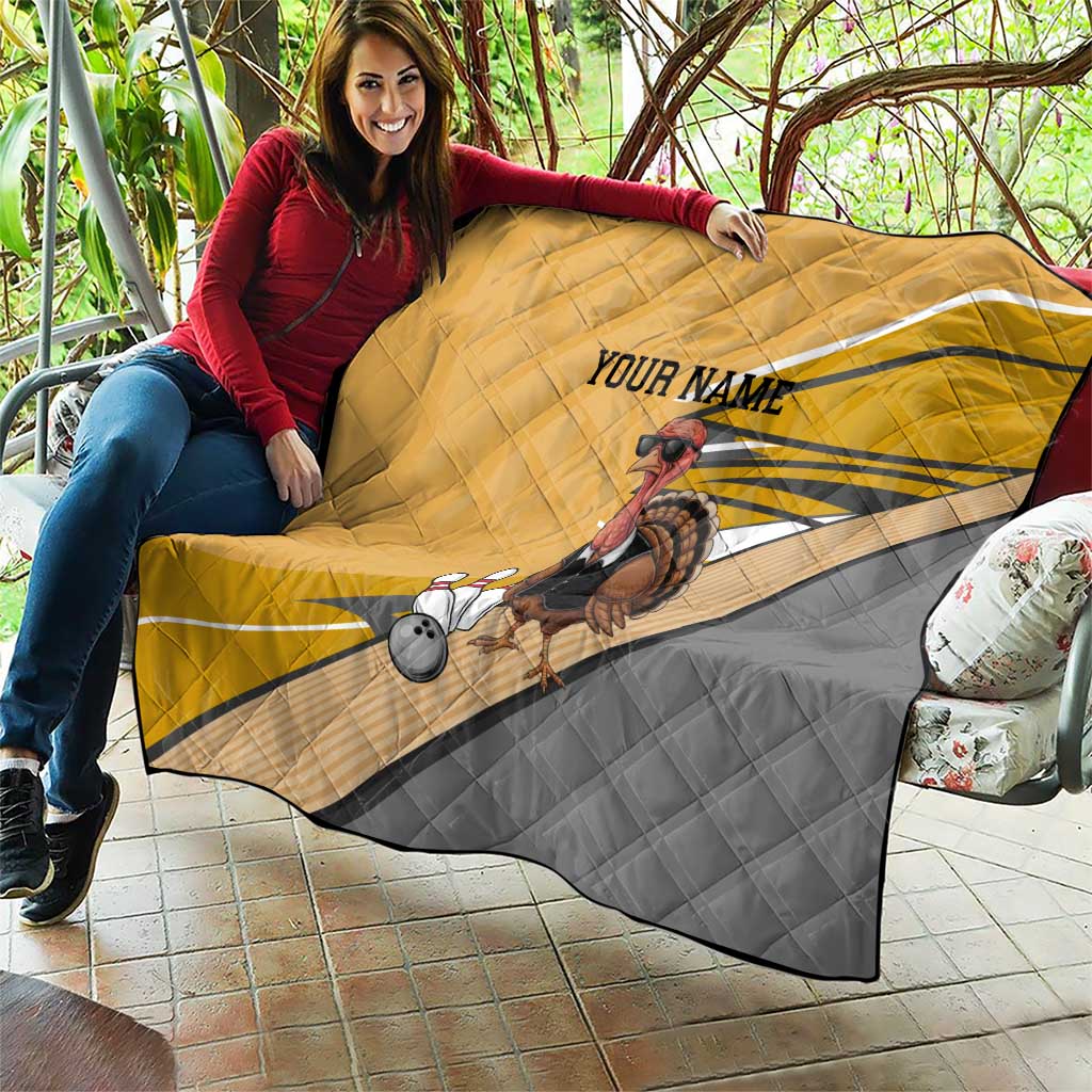 Personalized Cool Turkey Bowling Quilt with Sunglasses Pins - Wonder Print Shop
