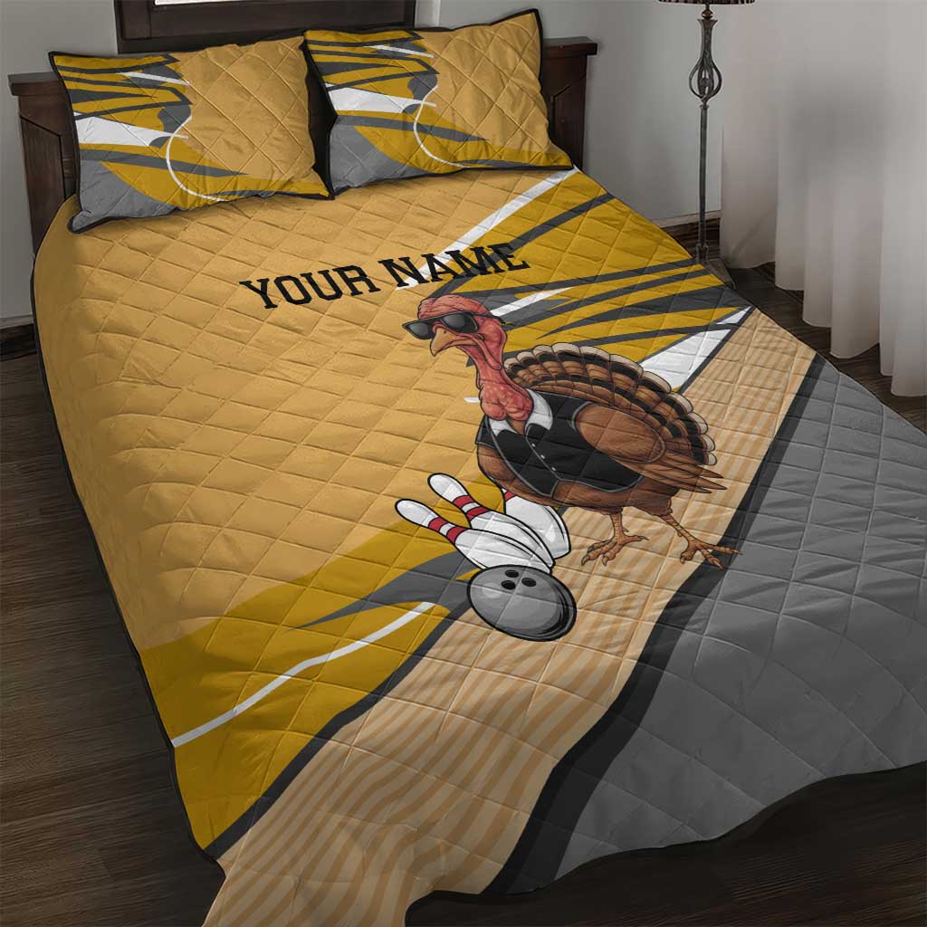 Personalized Cool Turkey Bowling Quilt Bed Set with Sunglasses Pins - Wonder Print Shop