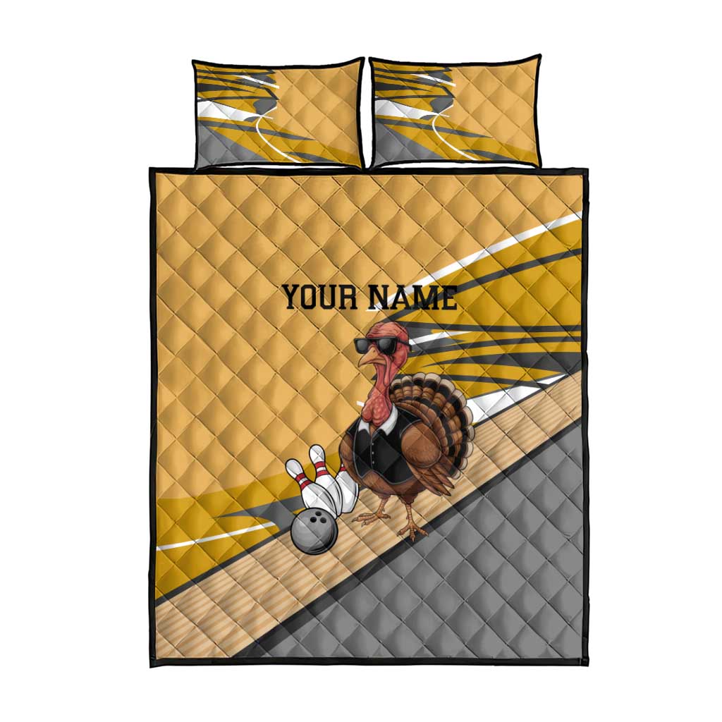 Personalized Cool Turkey Bowling Quilt Bed Set with Sunglasses Pins - Wonder Print Shop
