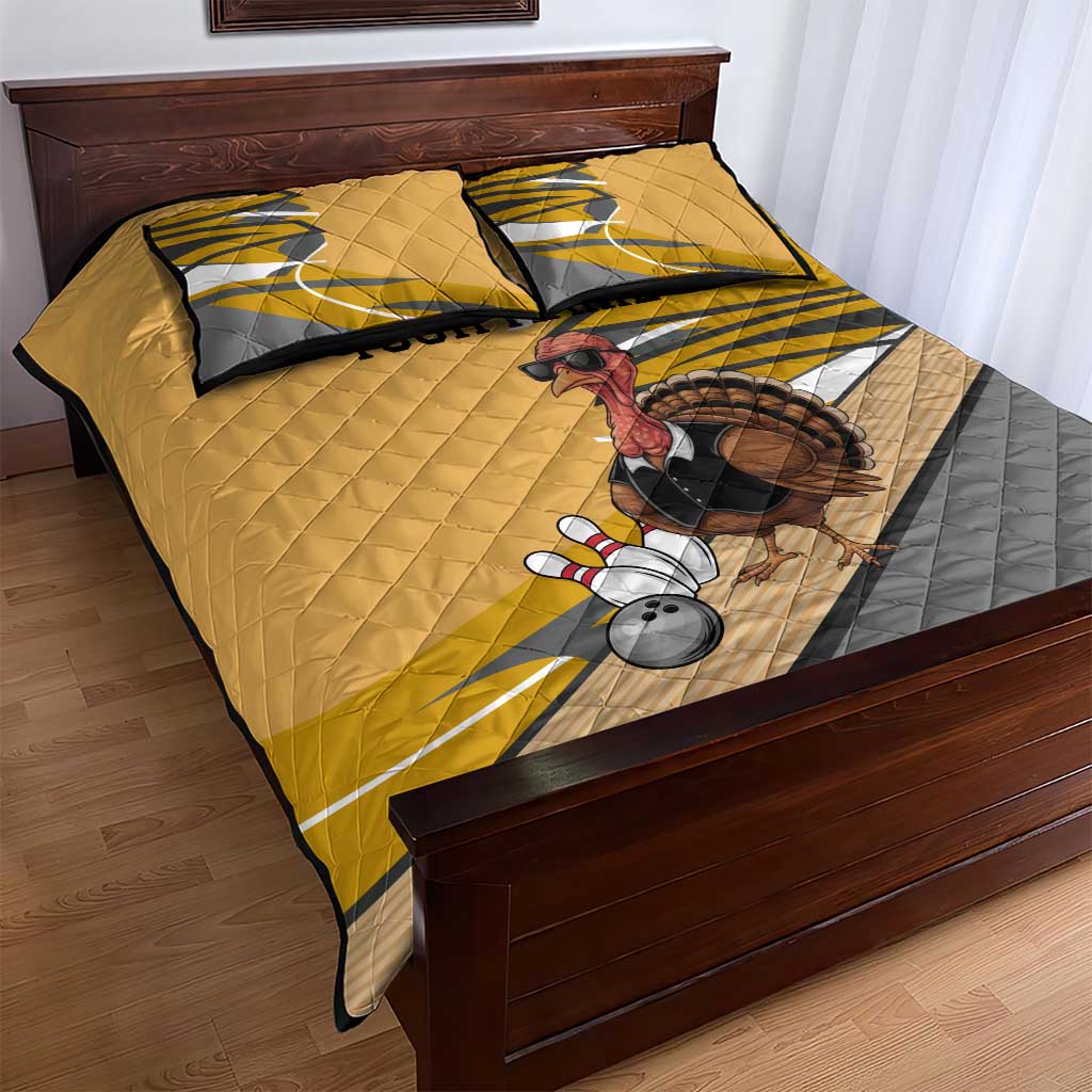 Personalized Cool Turkey Bowling Quilt Bed Set with Sunglasses Pins - Wonder Print Shop