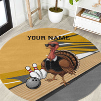 Personalized Cool Turkey Bowling Round Carpet with Sunglasses Pins - Wonder Print Shop