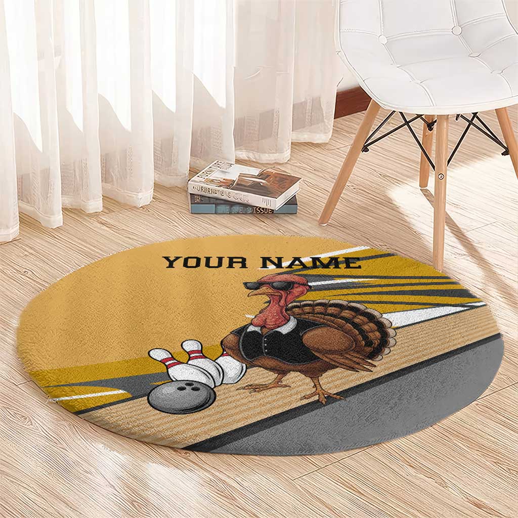 Personalized Cool Turkey Bowling Round Carpet with Sunglasses Pins - Wonder Print Shop