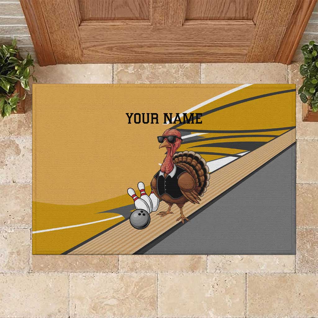 Personalized Cool Turkey Bowling Rubber Doormat with Sunglasses Pins - Wonder Print Shop