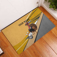 Personalized Cool Turkey Bowling Rubber Doormat with Sunglasses Pins - Wonder Print Shop