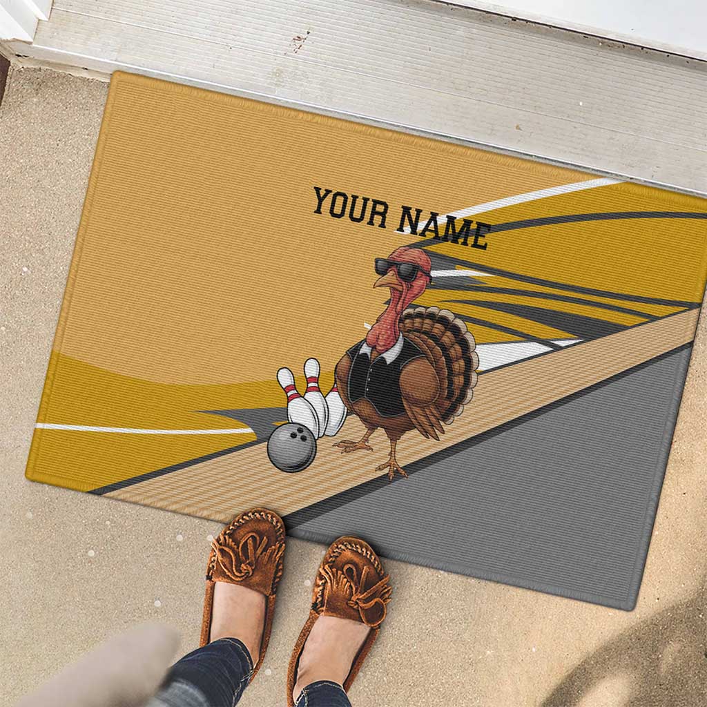 Personalized Cool Turkey Bowling Rubber Doormat with Sunglasses Pins - Wonder Print Shop