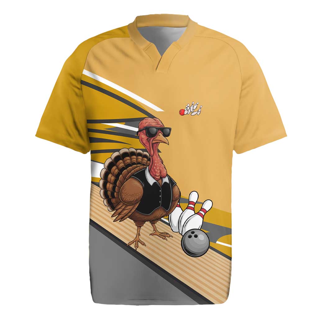 Personalized Cool Turkey Bowling Rugby Jersey with Sunglasses Pins - Wonder Print Shop
