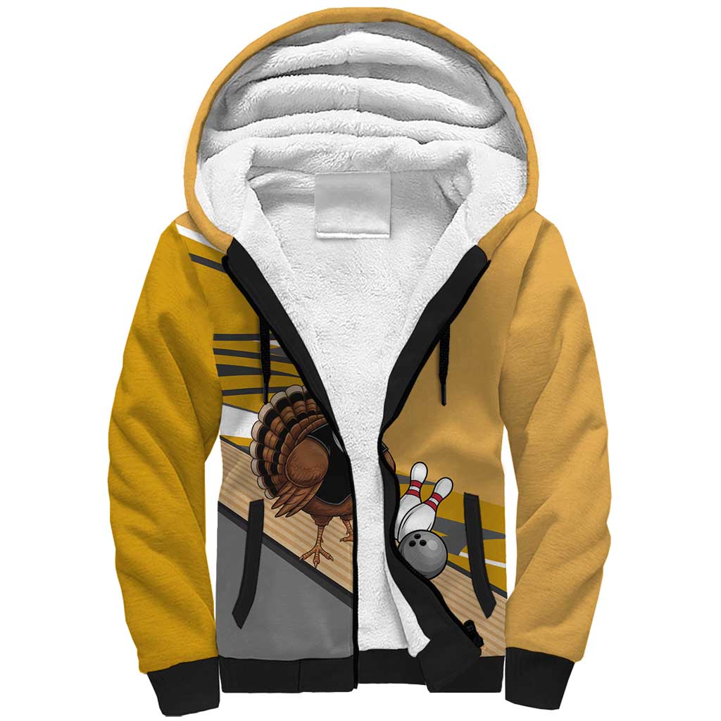 Personalized Cool Turkey Bowling Sherpa Hoodie with Sunglasses Pins - Wonder Print Shop