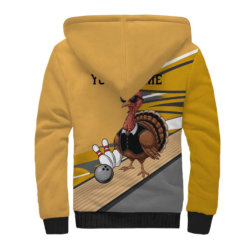 Personalized Cool Turkey Bowling Sherpa Hoodie with Sunglasses Pins - Wonder Print Shop