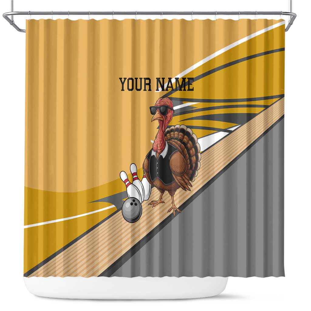 Personalized Cool Turkey Bowling Shower Curtain with Sunglasses Pins - Wonder Print Shop