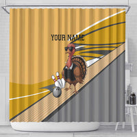 Personalized Cool Turkey Bowling Shower Curtain with Sunglasses Pins - Wonder Print Shop