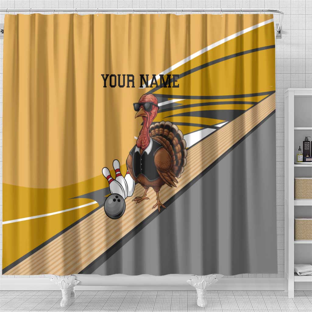 Personalized Cool Turkey Bowling Shower Curtain with Sunglasses Pins - Wonder Print Shop