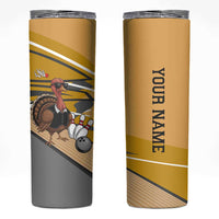 Personalized Cool Turkey Bowling Skinny Tumbler with Sunglasses Pins - Wonder Print Shop