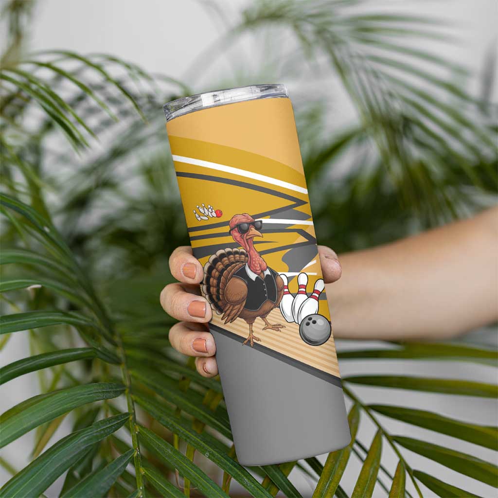Personalized Cool Turkey Bowling Skinny Tumbler with Sunglasses Pins - Wonder Print Shop