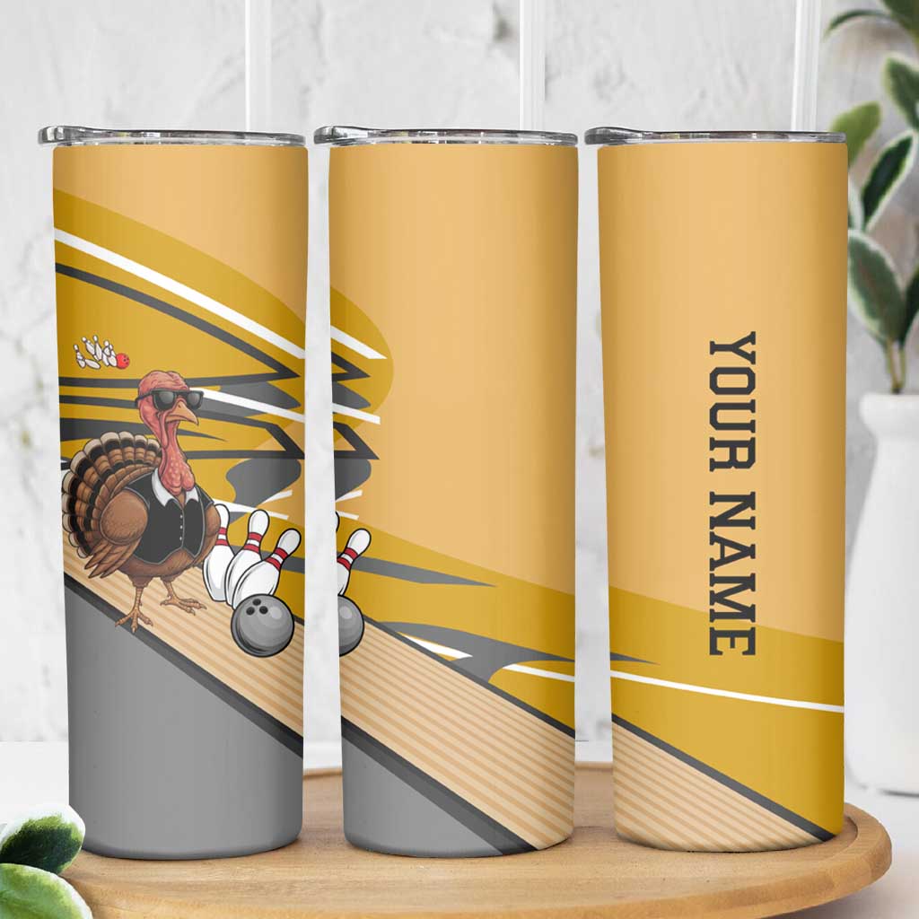 Personalized Cool Turkey Bowling Skinny Tumbler with Sunglasses Pins - Wonder Print Shop
