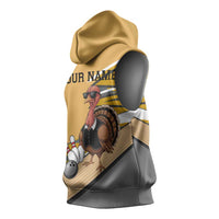 Personalized Cool Turkey Bowling Sleeveless Hoodie with Sunglasses Pins - Wonder Print Shop