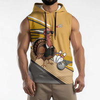 Personalized Cool Turkey Bowling Sleeveless Hoodie with Sunglasses Pins - Wonder Print Shop
