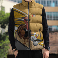 Personalized Cool Turkey Bowling Sleeveless Puffer Jacket with Sunglasses Pins - Wonder Print Shop