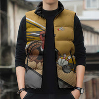 Personalized Cool Turkey Bowling Sleeveless Puffer Jacket with Sunglasses Pins - Wonder Print Shop