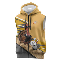 Personalized Cool Turkey Bowling Sleeveless Zip Hoodie with Sunglasses Pins - Wonder Print Shop