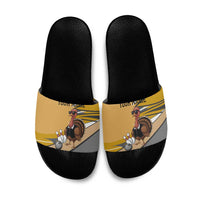 Personalized Cool Turkey Bowling Slide Sandals with Sunglasses Pins - Wonder Print Shop