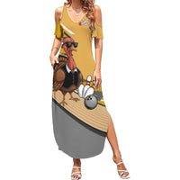 Personalized Cool Turkey Bowling Summer Maxi Dress with Sunglasses Pins - Wonder Print Shop